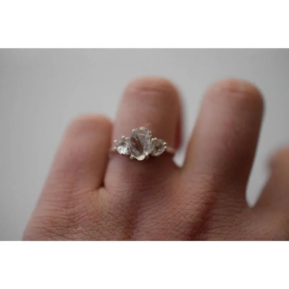 alternative raw Lake County diamond engagement rings, raw crystal size 8